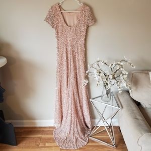 Adrianna Papell Blush Sequin Formal Evening Dress